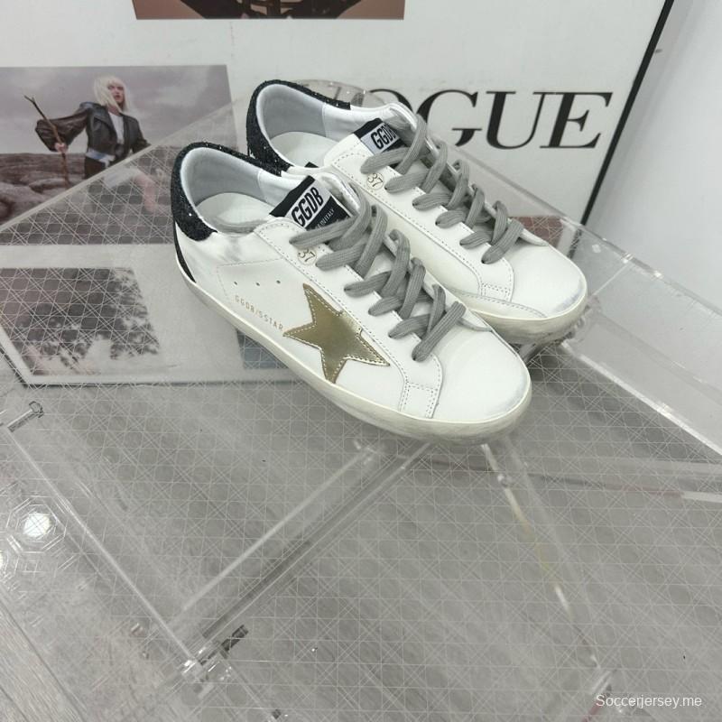 2025 Women GGDB White Gold Black Leather Sneakers