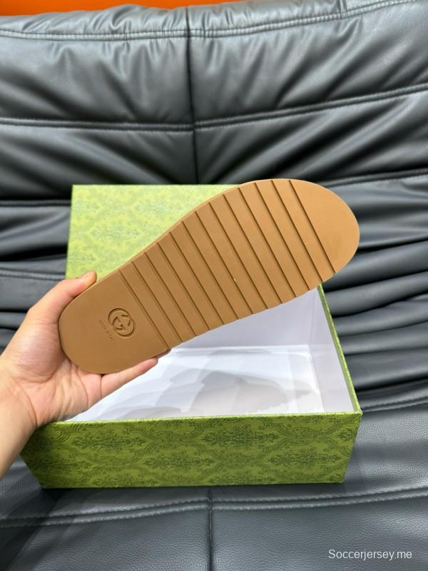 2024 Gucci Brown Leather Slippers MJ00200