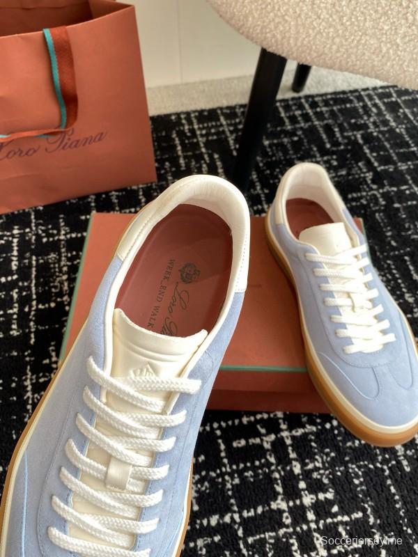 2024 Unisex Loro Piana Light Blue White Custom Leather Sneakers MJ00320