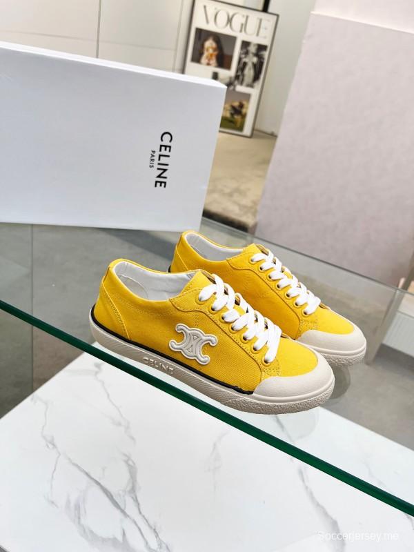 2025 Women Celine Yellow Canvas Sneakers LY00210