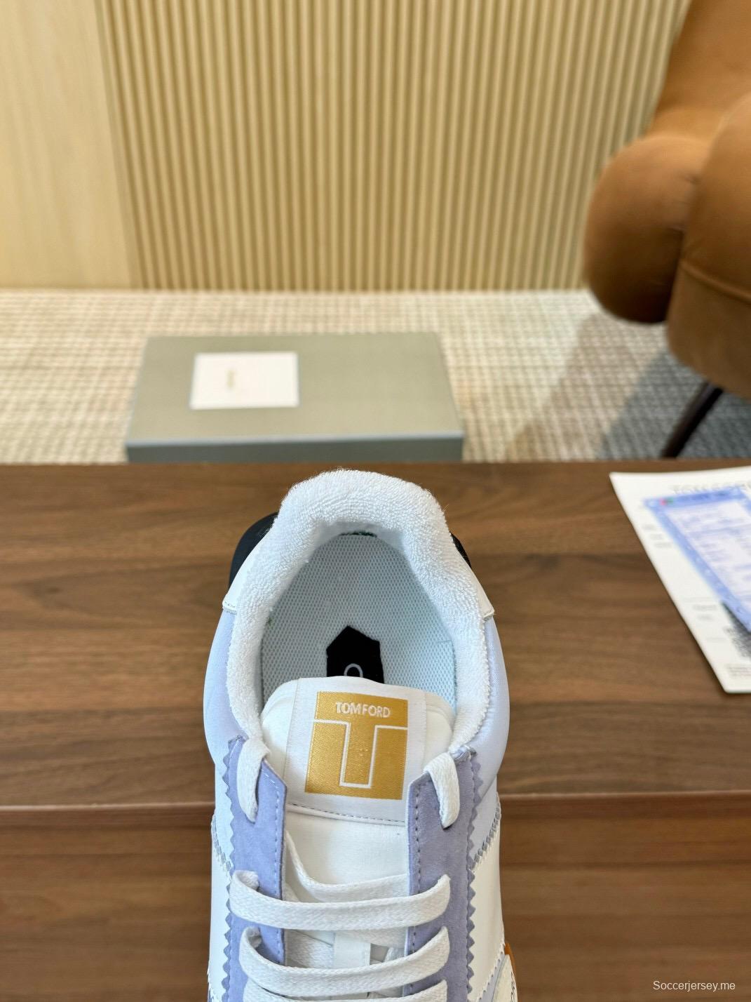 2025 Unisex TOM FORD Blue White Black Leather Suede Sneakers LY00360(LY00370)