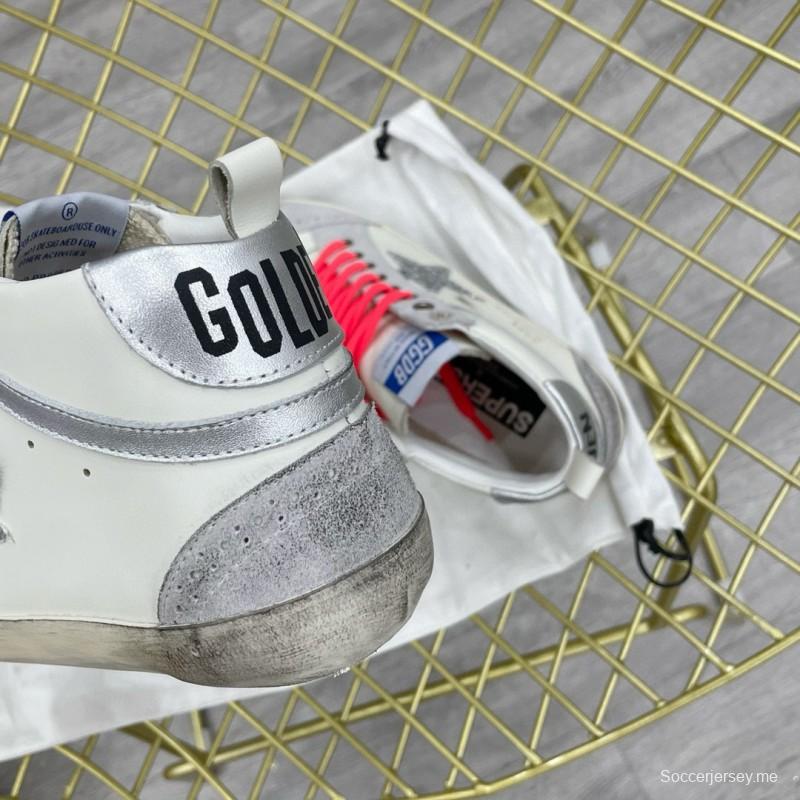 2024 Unisex GGDB White Silver Glitter Leather High Top Sneakers MJ00300