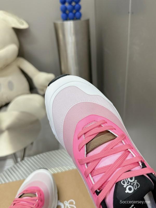 2025 Women Loewe Pink White Mesh Leather Sneakers