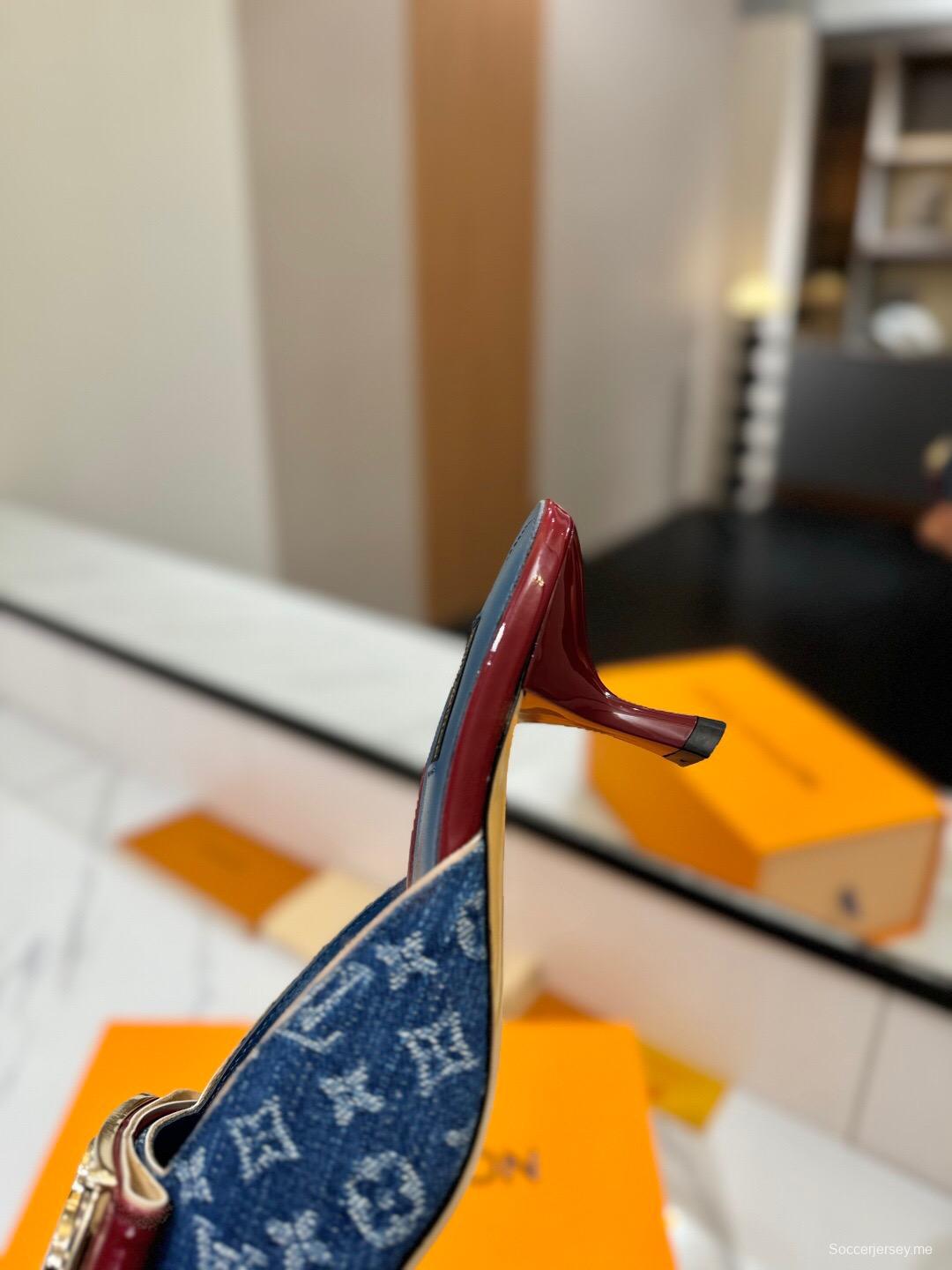 2025 Women LV Blue Denim Leather Mules KFY00320