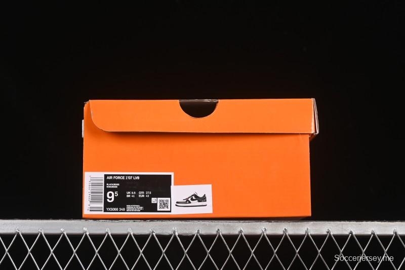 حذاء نايك اير فورس 1 '07 المنخفض من نايك اير فورس 1 '07 LV Collaboration أسود جلدي كاجوال رياضي - YX5066-349