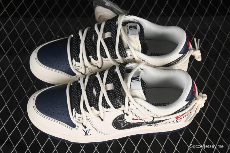 حذاء تزلج نايك SB Dunk Dunk Low LV Collaboration Strapation Straping Black Swoosh Anniversary حذاء تزلج كاجوال منخفض مخصص للذكرى السنوية - FC1688-220