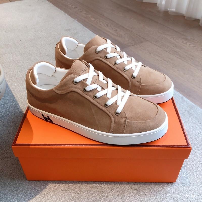 2025 Unisex H Beige White Suede Sneakers AS00380