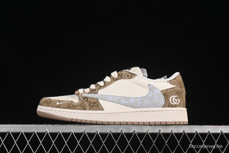 حذاء نايك ترافيس سكوت x Fragment Design x Air Jordan 1 Low OG SP AJ1 AJ1 سنيكرز كاجوال منخفض علوي - XS7089-603