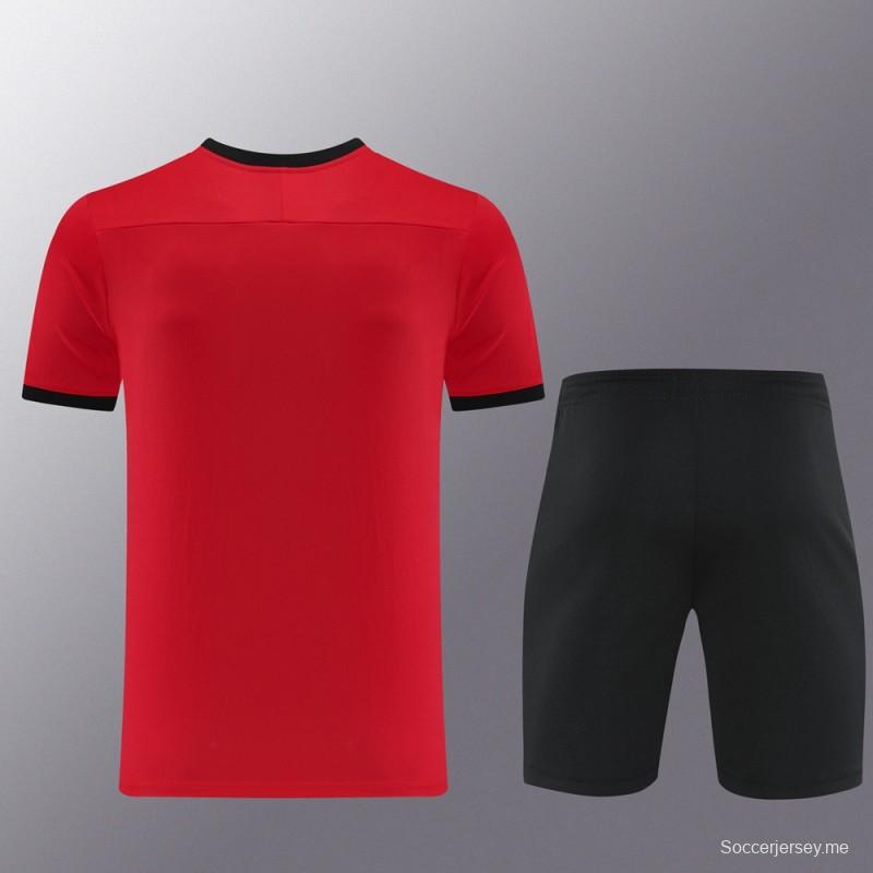 2025 قميص قصير الأكمام أحمر من NIKE 2025 + شورت قصير الأكمام