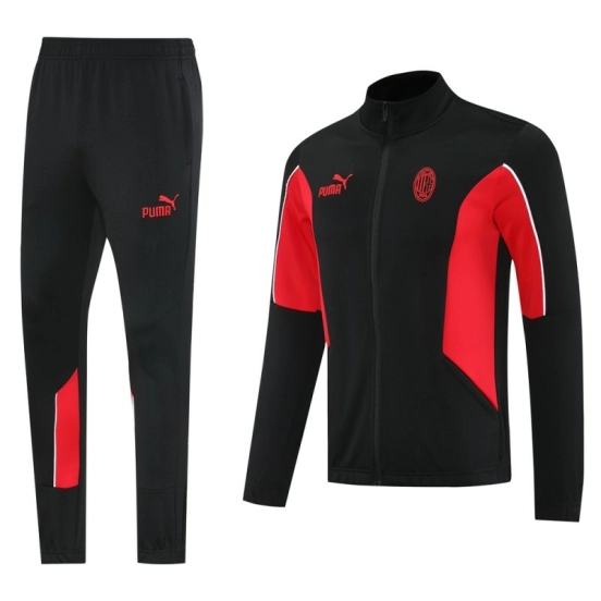 25/26 AC Milan Black/Red Full Zipper Jacket +Long Pants