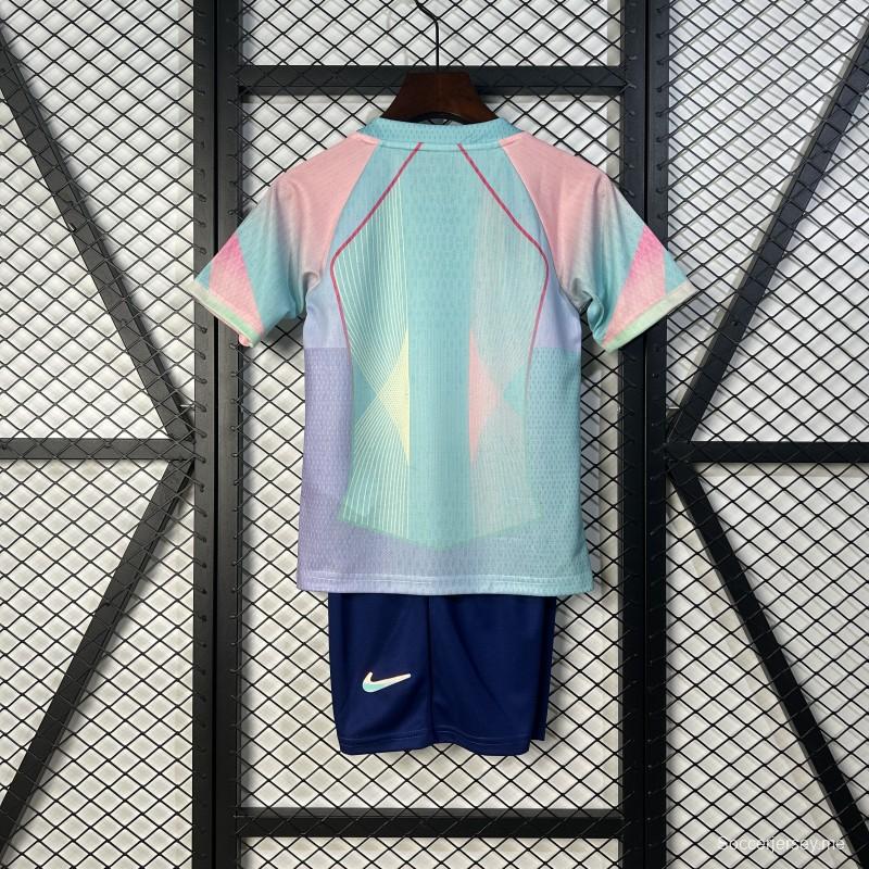 25/26 قميص برشلونة أزرق متدرج مع قميص سبوتيفاي للأطفال