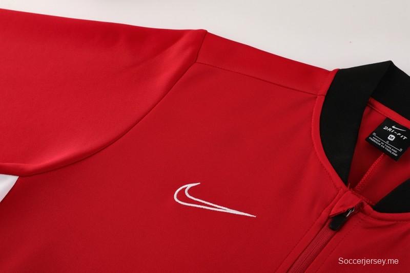 2025 سترة بسحاب كامل أحمر من نايك 2025 + بنطلون طويل