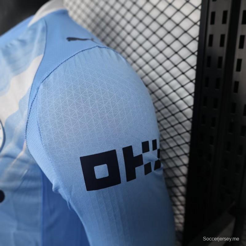 نسخة اللاعب 25/26 قميص بأكمام طويلة الأكمام لمانشستر سيتي على أرضه