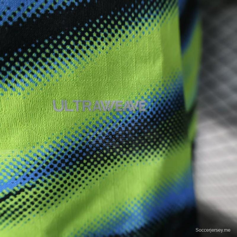 نسخة اللاعب 25/26 قميص أولمبيك مارسيليا أولمبيك مارسيليا أخضر نيون أزرق أسود مخطط متدرج اللون
