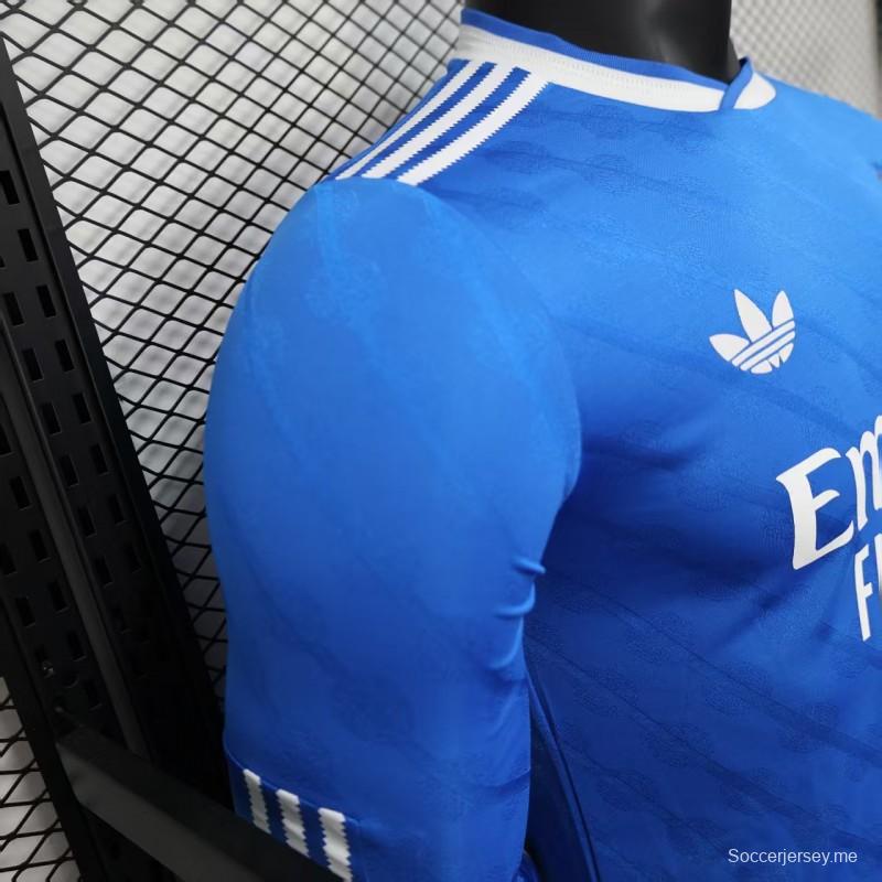 إصدار اللاعب 25/26 قميص ريال مدريد الثالث أزرق طويل الأكمام أزرق اللون