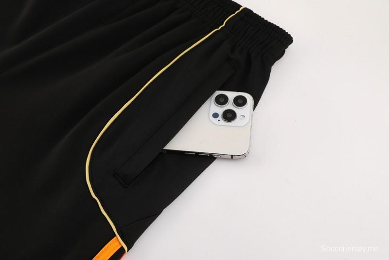 25/26 أرسنال جاكيت أسود كامل بسحاب أسود + بنطلون طويل