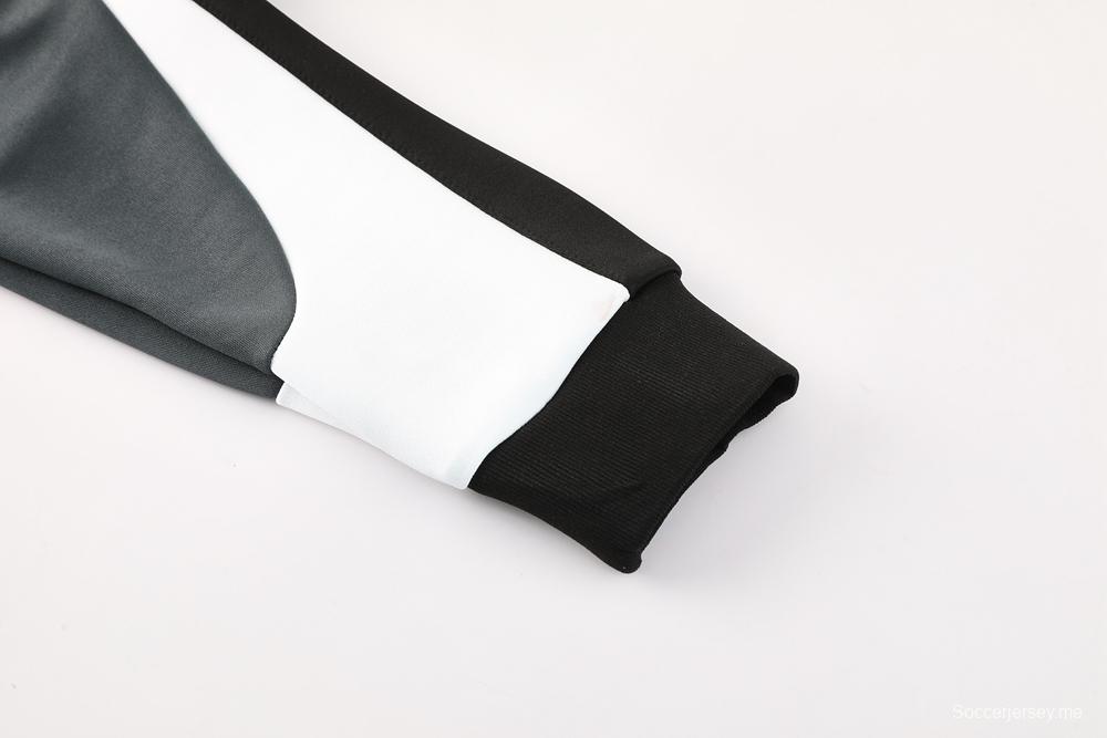 طقم بدلة رياضية نايك إير 2025 نايك طقم بدلة رياضية سوداء مع لمسات رمادية وبيضاء سحاب كامل سترة كاملة + بنطال طويل