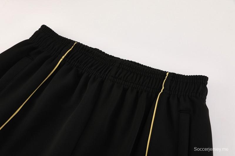 25/26 أرسنال جاكيت أسود كامل بسحاب أسود + بنطلون طويل