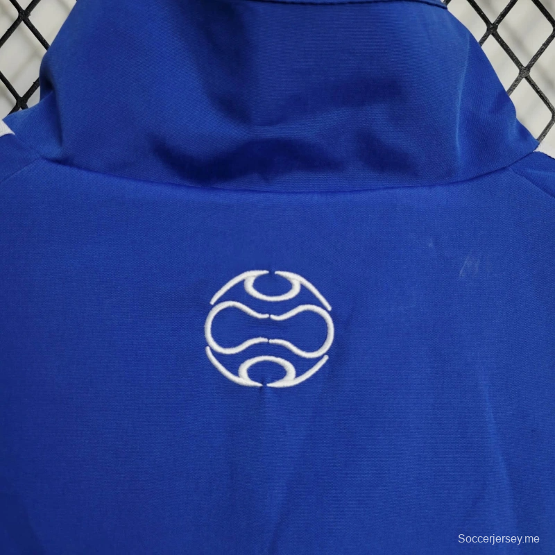 2025 جاكيت اليونان جاكيت أبيض/أزرق واقي من الرياح