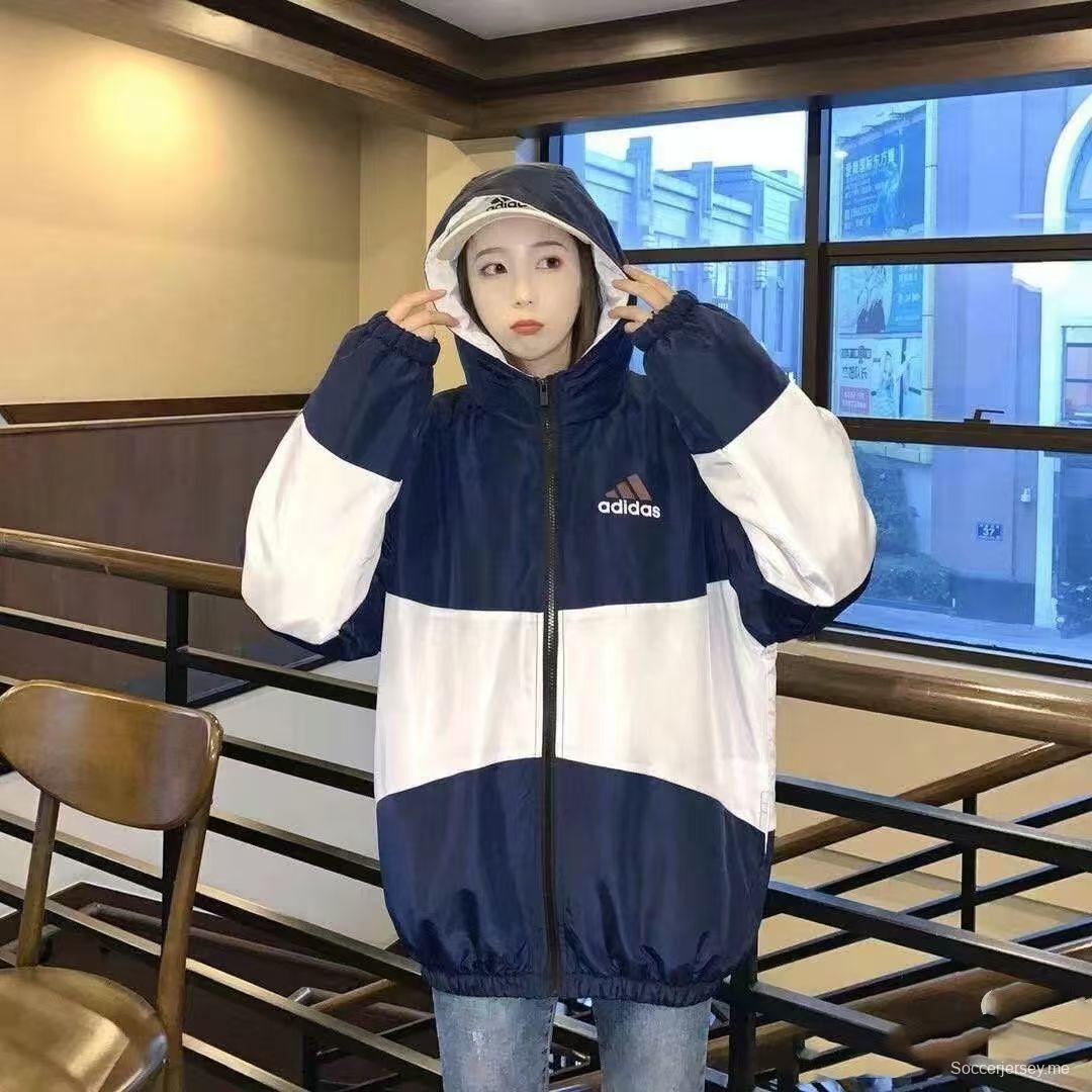 أديداس 2025 أديداس أبيض/أسود/أسود/نبيذ سحاب كامل بسترة واقية من الرياح