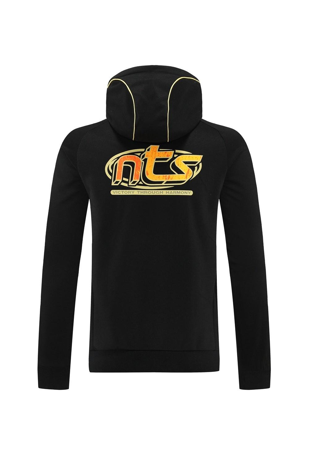 25/26 أرسنال جاكيت أسود كامل بسحاب أسود + بنطلون طويل