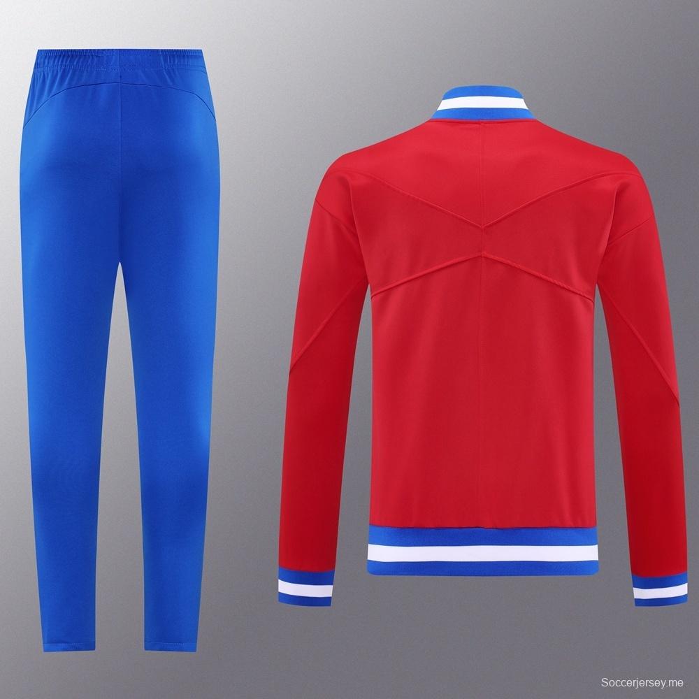 25/26 جاكيت أحمر بسحاب كامل أحمر من أتليتكو مدريد + بنطال طويل