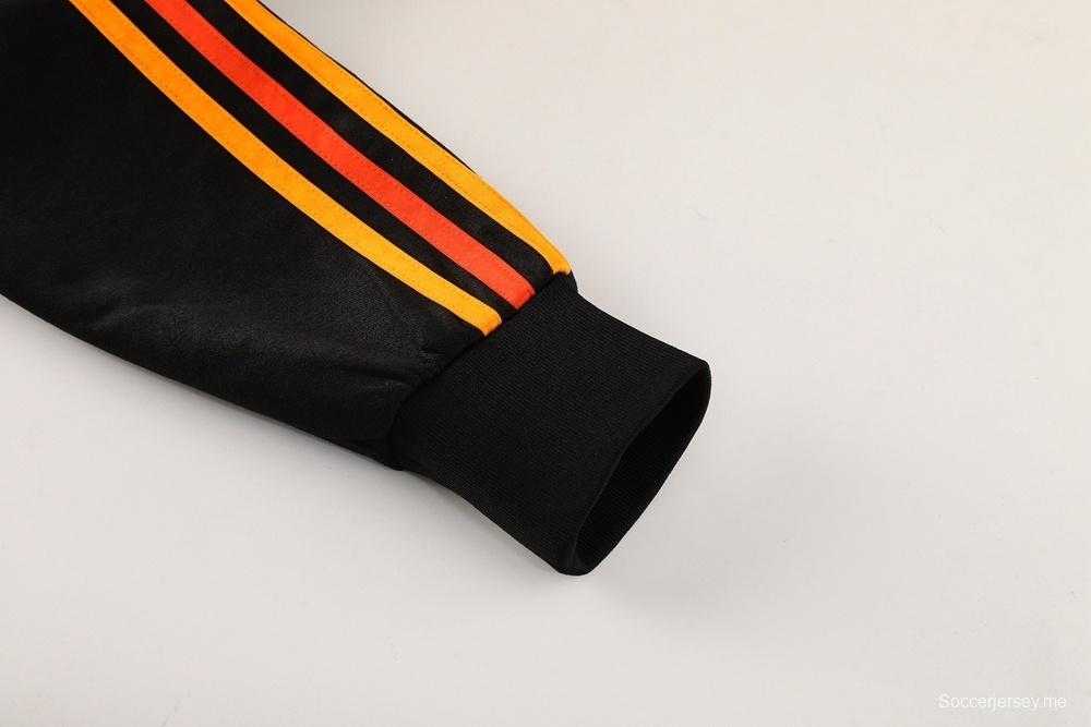 25/26 أرسنال جاكيت أسود كامل بسحاب أسود + بنطلون طويل