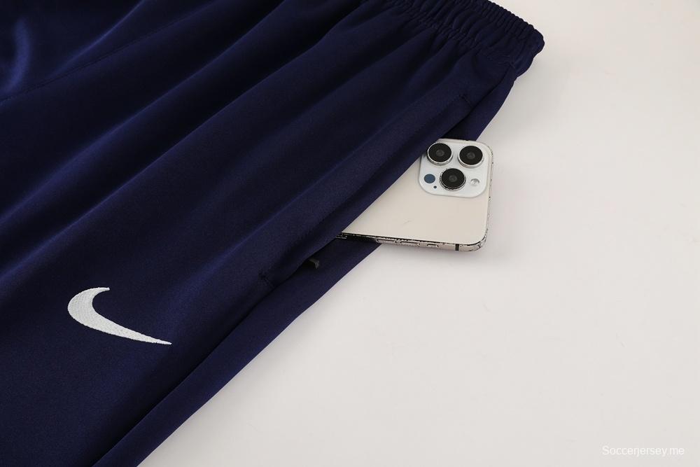 2025 NIKE جاكيت أسود/أبيض بسحاب كامل + بنطلون طويل