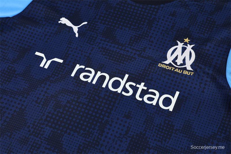 25/26 Olympique de Marseille Royal Blue Camouflage with XS Short Sleeve+Soccer Shorts