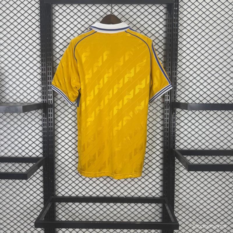 قميص تيغريس UANL الكلاسيكي الأصفر والأزرق للعب على أرض الفريق