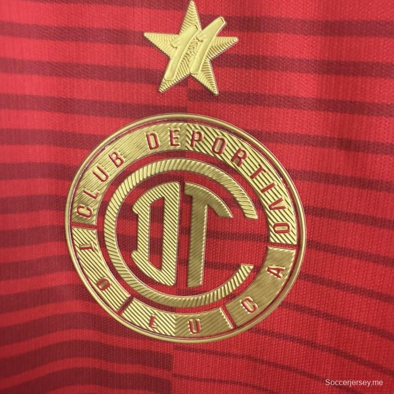 قميص ديبورتيفو تولوكا FC الأحمر ذو الأكمام الطويلة للموسم 25/26 (نسخة اللاعبين)