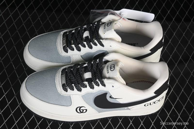 حذاء نايك اير فورس 1'07 منخفض من نايك بالتعاون مع غوتشي حذاء رياضي كاجوال أبيض رمادي أسود - YF9511-808