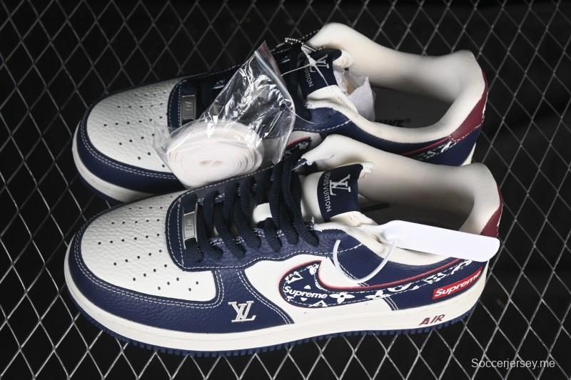 حذاء نايك اير فورس 1 '07 منخفض سوبريم سوبريم بالتعاون مع نايك اير فورس 1 '07 سوبريم سوبريم سنيكرز أبيض أزرق نبيذ أحمر كاجوال - YF9511-801