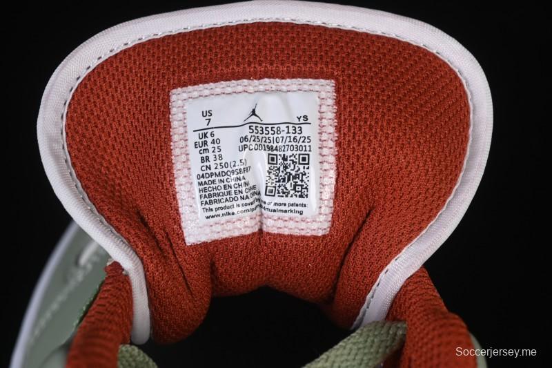 حذاء تزلج نايك اير جوردان 1 اير جوردان 1 لاو AJ1 أبيض أخضر أحمر منخفض السقف كاجوال - 553558-133