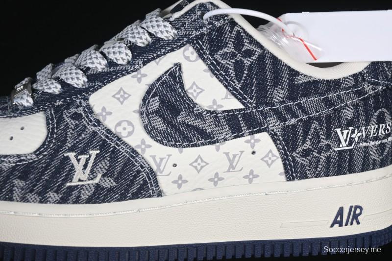 حذاء نايك اير فورس 1 '07 منخفض من نايك اير فورس 1 '07 LV Collaboration حذاء رياضي كاجوال أزرق أبيض - YF9511-812