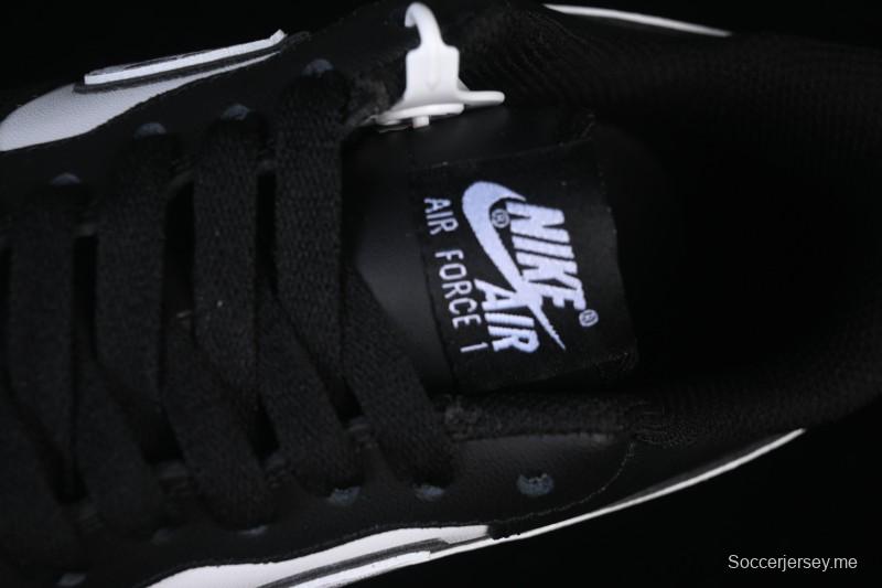 حذاء نايك اير فورس 1'07 منخفض أسود أبيض متشقق من الجلد الأسود الكاجوال - ZH0316-118