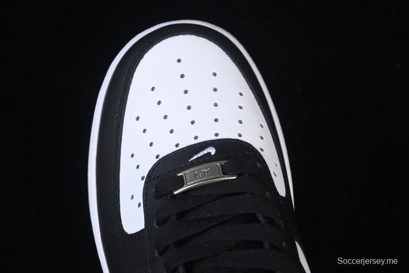 حذاء نايك اير فورس 1'07 منخفض أسود أبيض متشقق من الجلد الأسود الكاجوال - ZH0316-118