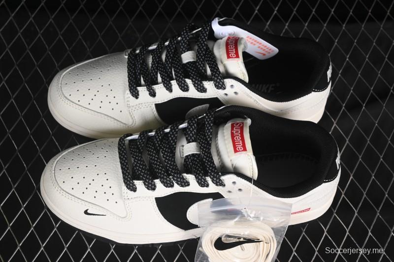 حذاء تزلج نايك SB دانك لو سوبريم سوبريم التعاوني باللون البيج الأسود المرقع المخصص للذكرى السنوية حذاء تزلج كاجوال منخفض علوي JP1628-010