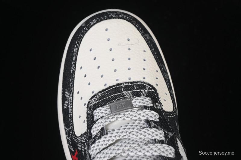 حذاء نايك اير فورس 1 '07 المنخفض من نايك اير فورس 1 '07 LV Collaboration باللون البيج البيج الأسود بخياطة سوداء - MZ9588-815