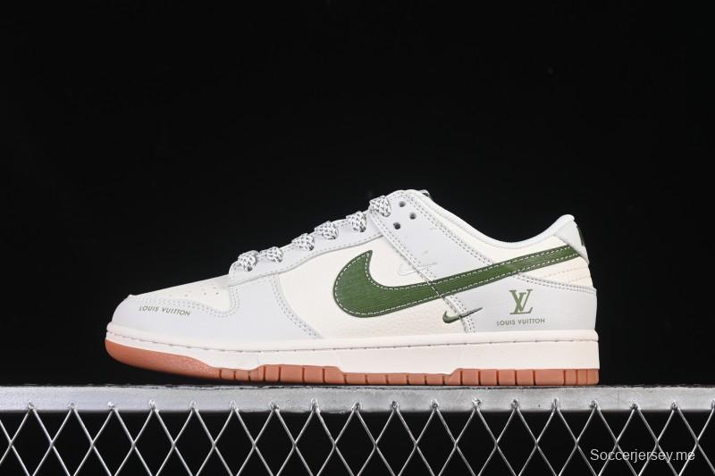 حذاء تزلج نايك SB Dunk Dunk Low LV Collaboration Matcha Green Gum Sole Anniversary حذاء تزلج كاجوال منخفض الرقبة مخصص للذكرى السنوية - JP1628-032