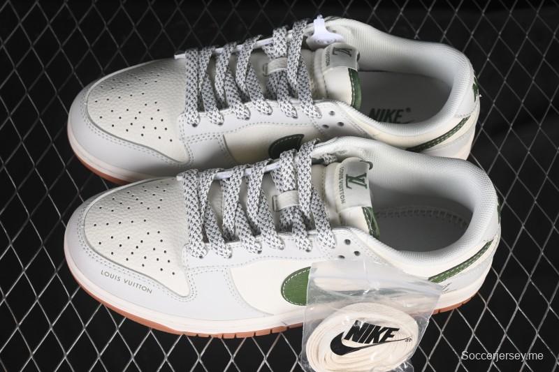 حذاء تزلج نايك SB Dunk Dunk Low LV Collaboration Matcha Green Gum Sole Anniversary حذاء تزلج كاجوال منخفض الرقبة مخصص للذكرى السنوية - JP1628-032