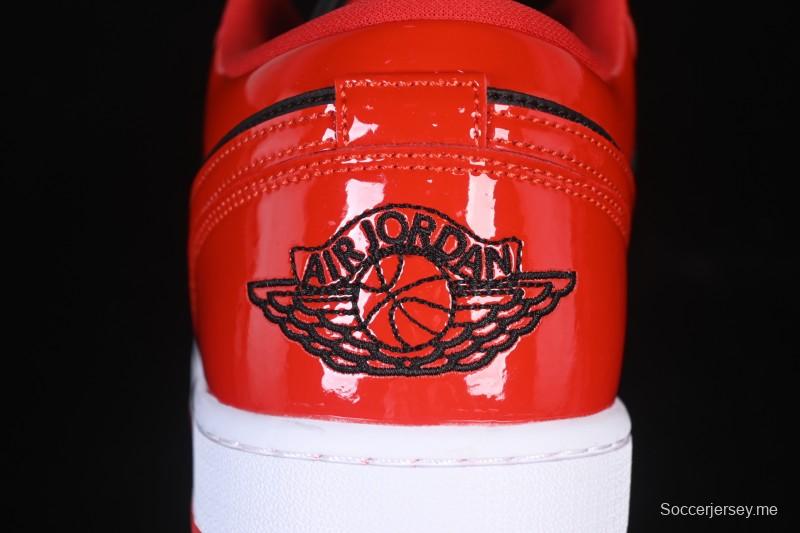 نايك اير جوردان 1 اير جوردان 1 لاو AJ1 جلد براءات الاختراع AJ1 حذاء رياضي كاجوال أسود أحمر منخفض القمة HV4089-006