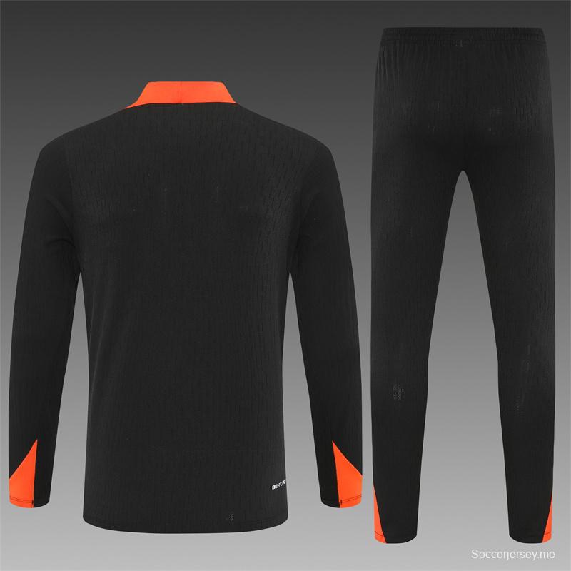 Player Version 25/26 Brazil Black Half Zipper Jacket+Long Pants