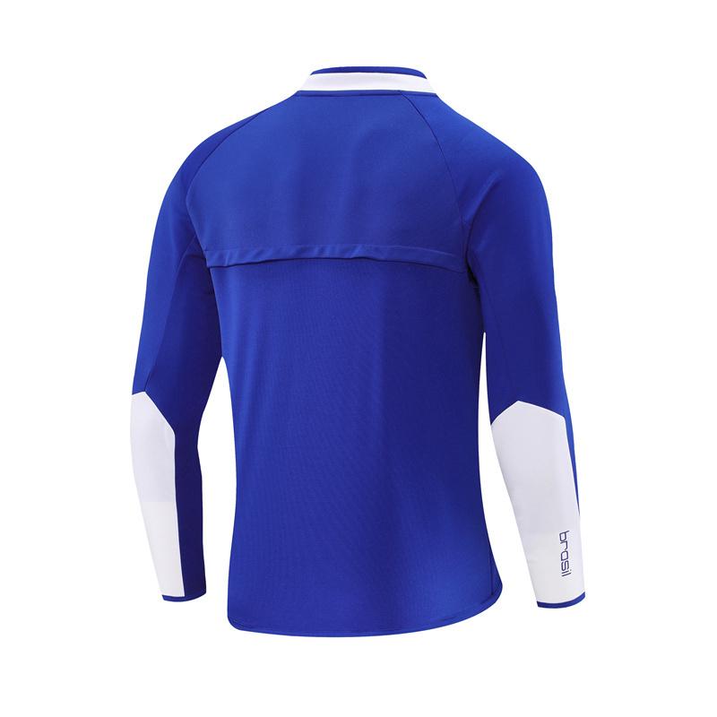 2002 Brazil Color Blue Half Zipper Jacket+Long Pants