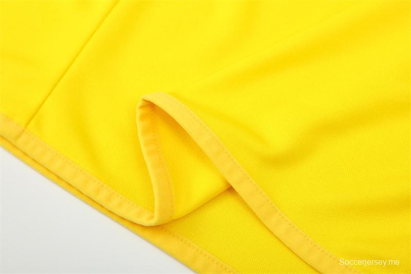2002 Brazil Yellow Half Zipper Jacket+Long Pants