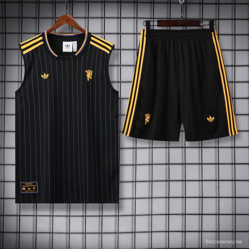 25/26 مانشستر يونايتد أديداس أديداس أديداس سترة نبيذ أصلي + شورت