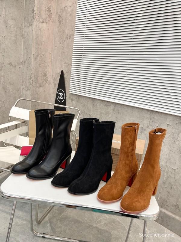 Christian Louboutin 2025/SS Chunky Heel Stretch Ankle Boots - LY00300