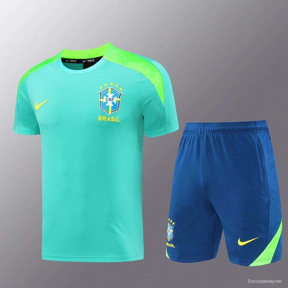 2025 بحيرة البرازيل 2025 كم قصير أخضر + شورت كرة قدم قصير + شورت كرة قدم
