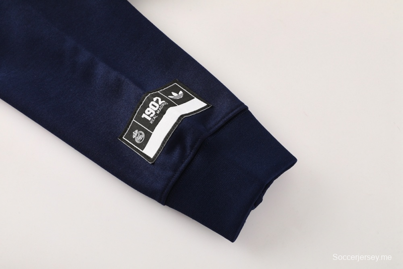 25/26 ريال مدريد جاكيت أزرق ملكي نصف سحاب أزرق + بنطلون طويل S-2XL