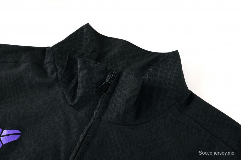 25/26 برشلونة أسود S-3XL أسود جاكيت نصف سحاب + بنطلون طويل + بنطلون طويل